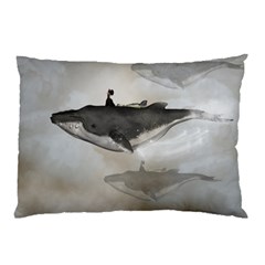 Awesome Fantasy Whale With Women In The Sky Pillow Case (two Sides) by FantasyWorld7