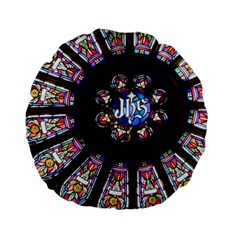 Rosette Stained Glass Window Church Standard 15  Premium Flano Round Cushions by Pakrebo
