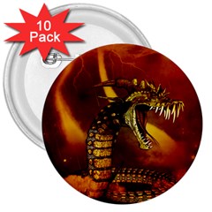 Awesome Dinosaur, Konda In The Night 3  Buttons (10 Pack)  by FantasyWorld7