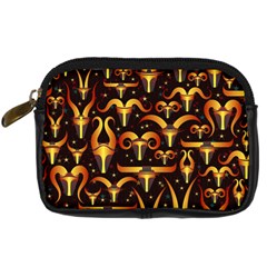 Stylised Horns Black Pattern Digital Camera Leather Case by HermanTelo