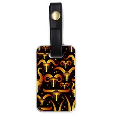 Stylised Horns Black Pattern Luggage Tags (one Side)  by HermanTelo