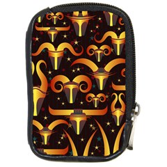 Stylised Horns Black Pattern Compact Camera Leather Case by HermanTelo