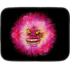 Monster Pink Eyes Aggressive Fangs Fleece Blanket (mini) by HermanTelo