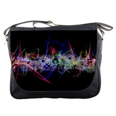 Particles Music Clef Wave Messenger Bag by HermanTelo