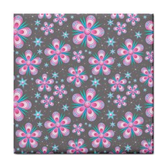 Seamless Pattern Flowers Pink Tile Coasters by HermanTelo