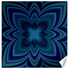 Blue Geometric Flower Dark Mirror Canvas 12  X 12  by HermanTelo