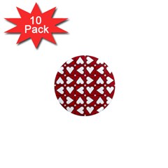 Graphic Heart Pattern Red White 1  Mini Magnet (10 Pack)  by HermanTelo