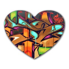 Graffiti Mural Street Art Wall Art Heart Mousepads by Pakrebo