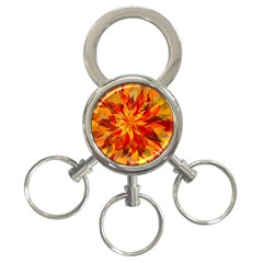 Flower Blossom Red Orange Abstract 3-ring Key Chains by Pakrebo