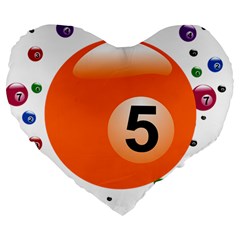 Billiard Ball Ball Game Pink Orange Large 19  Premium Heart Shape Cushions by HermanTelo