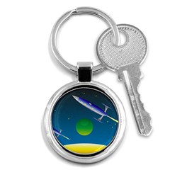 Rocket Spaceship Space Key Chain (round) by HermanTelo