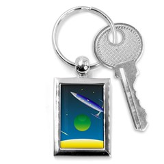 Rocket Spaceship Space Key Chain (rectangle) by HermanTelo