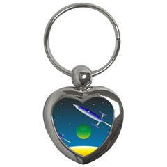 Rocket Spaceship Space Key Chain (heart) by HermanTelo