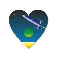 Rocket Spaceship Space Heart Magnet by HermanTelo