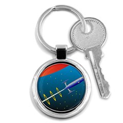 Rocket Spaceship Space Galaxy Key Chain (round) by HermanTelo