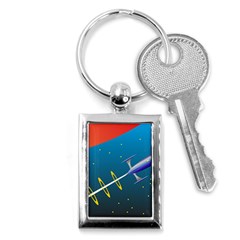 Rocket Spaceship Space Galaxy Key Chain (rectangle) by HermanTelo