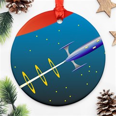 Rocket Spaceship Space Galaxy Round Ornament (two Sides) by HermanTelo