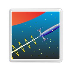 Rocket Spaceship Space Galaxy Memory Card Reader (square) by HermanTelo