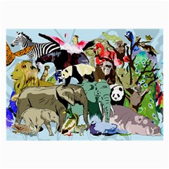 Zoo Animals Peacock Lion Hippo Large Glasses Cloth by Pakrebo