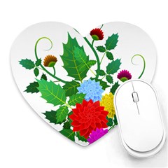 Flowers Floral Plants Nature Heart Mousepads by Pakrebo