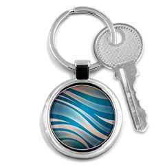 Background Abstract Blue Wavy Key Chain (round) by Pakrebo