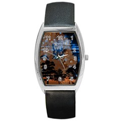 Landscape Woman Magic Evening Barrel Style Metal Watch by HermanTelo