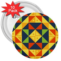 Background Geometric Color Plaid 3  Buttons (10 Pack)  by Mariart