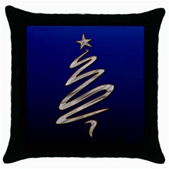 Christmas Tree Grey Blue Throw Pillow Case (black) by HermanTelo