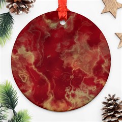 Marble Red Yellow Background Round Ornament (two Sides) by HermanTelo