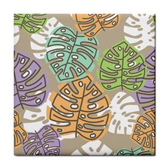 Pattern Leaves Banana Rainbow Tile Coasters by HermanTelo