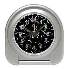 Scribbles Lines Painting Travel Alarm Clock by HermanTelo