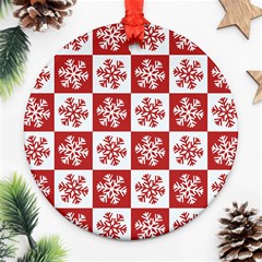 Snowflake Red White Ornament (round) by HermanTelo