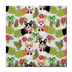 Corgis Hula Pattern Tile Coasters by Sapixe