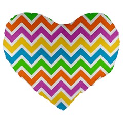 Chevron Pattern Design Texture Large 19  Premium Flano Heart Shape Cushions by Sapixe