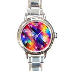 Abstract Background Colorful Pattern Round Italian Charm Watch by Bajindul