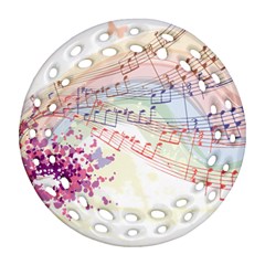 Music Notes Abstract Round Filigree Ornament (two Sides) by Bajindul