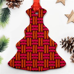 Pattern Red Background Structure Christmas Tree Ornament (two Sides) by Bajindul
