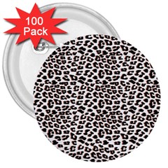 3d Leopard Print Black Brown 3  Buttons (100 Pack)  by LoolyElzayat