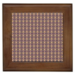 Ornate Oval Pattern Brown Blue Framed Tiles by BrightVibesDesign