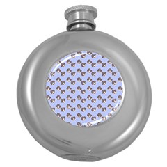 Kawaii Dougnut Blue Pattern Round Hip Flask (5 Oz) by snowwhitegirl