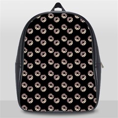 Kawaii Dougnut Black Pattern School Bag (large) by snowwhitegirl