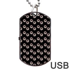 Kawaii Dougnut Black Pattern Dog Tag Usb Flash (one Side) by snowwhitegirl
