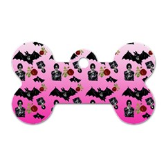 Pink Gradient Bat Pattern Dog Tag Bone (two Sides) by snowwhitegirl