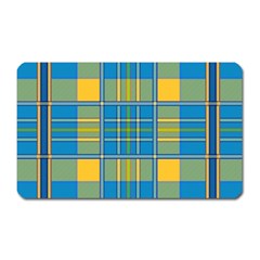 Plaid Tartan Scottish Blue Yellow Magnet (rectangular) by Nexatart