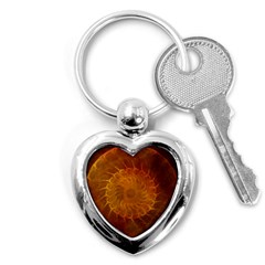 Orange Warm Hues Fractal Chaos Key Chain (heart) by Pakrebo