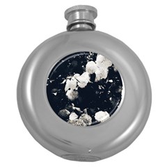 High Contrast Black And White Snowballs Ii Round Hip Flask (5 Oz) by okhismakingart