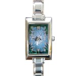 Surfboard With Dolphin Rectangle Italian Charm Watch Front