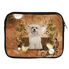 Cute Maltese Puppy With Flowers Apple Ipad 2/3/4 Zipper Cases by FantasyWorld7