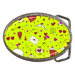 Valentin s Day Love Hearts Pattern Red Pink Green Belt Buckles by EDDArt