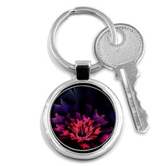 Floral Pink Fractal Painting Key Chain (round) by Pakrebo